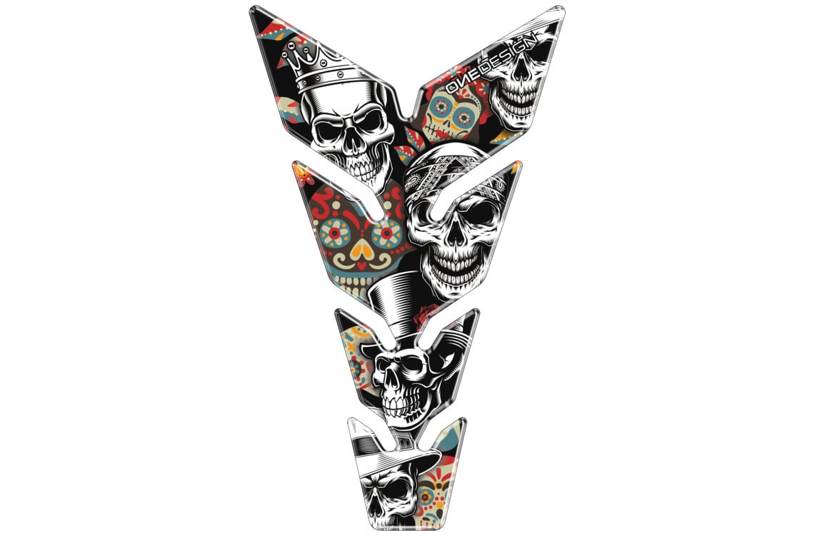 Puig Motorfiets Tankpad Skull Party Zwart