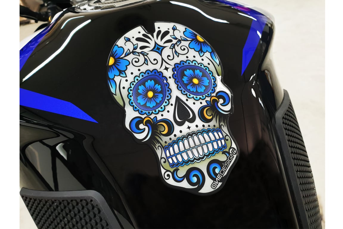 Puig Motorfiets Tankpad Skull Blauw