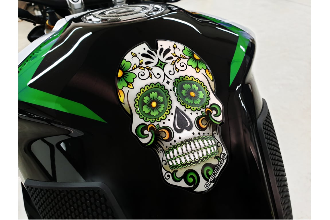 Puig Motorfiets Tankpad Skull Groen