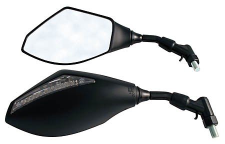 Spiegels met LED knipperlicht Zwart set