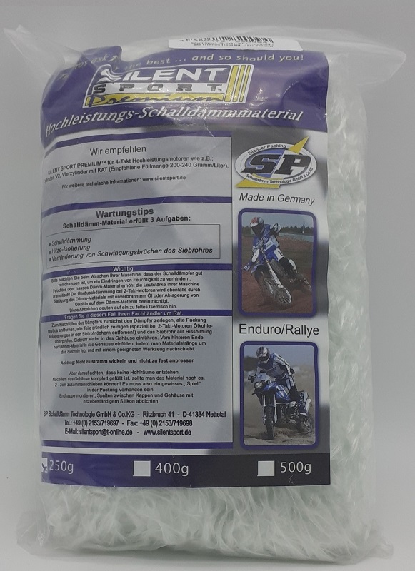 Silents Sport Premium dempervulling 250 gr voor 4-Takt MX Enduro en straat motorfietsen
