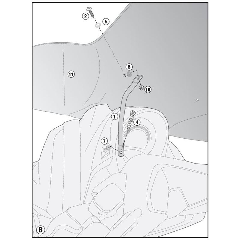 Givi Bevestigingskit D2123KIT voor Montage 2123DT Windscherm Yamaha NMAX 125-155 2015-2020