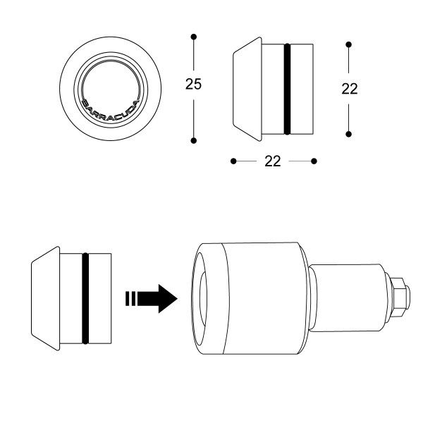 Barracuda Richtingaanwijzer B-LED B-LUX zilver