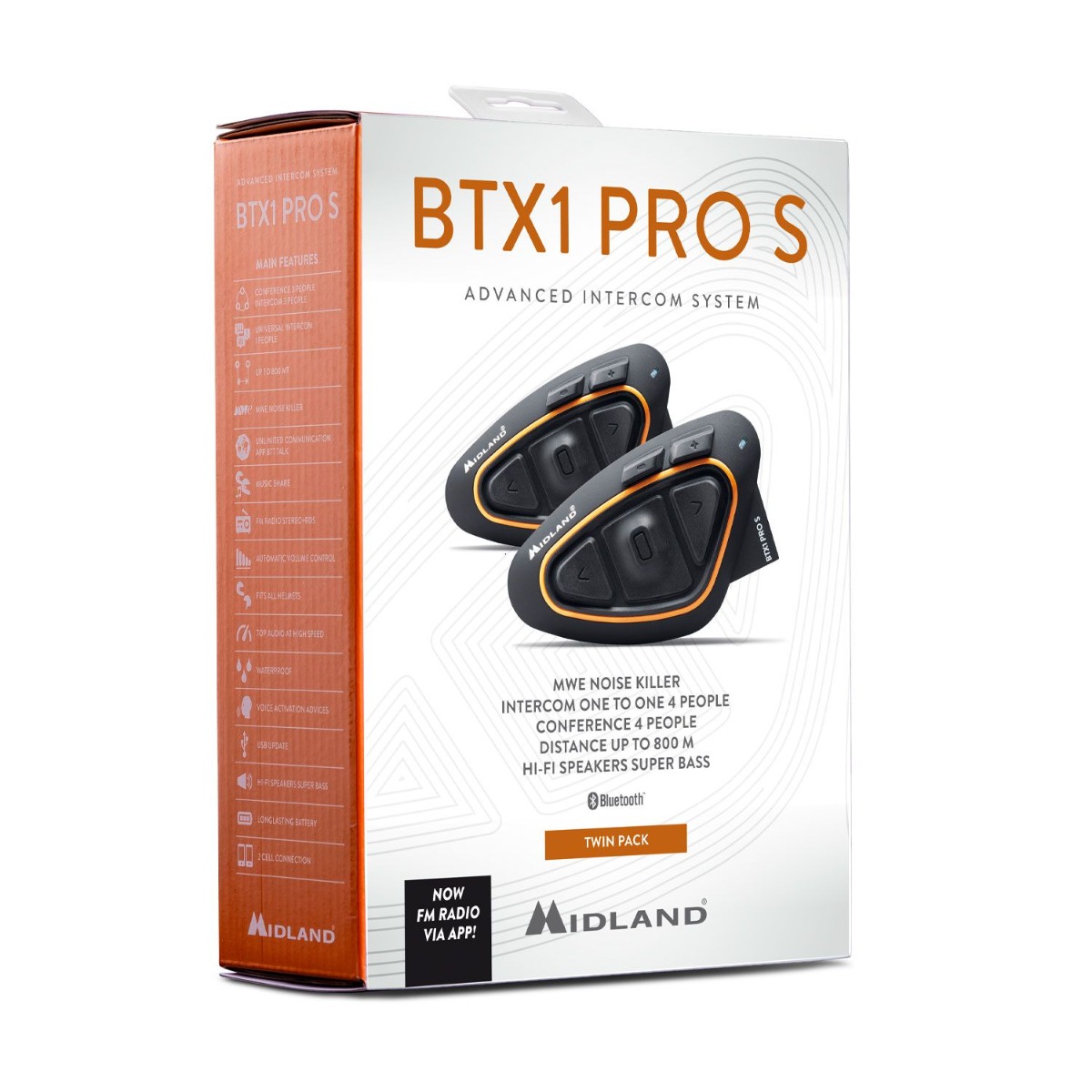 Midland BTX1 Pro S Twin motorfiets intercomsysteem