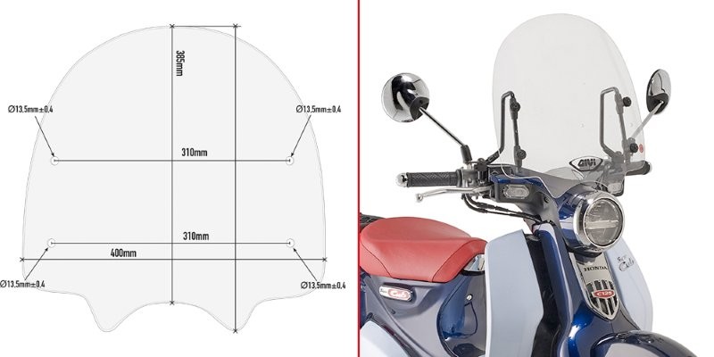 Givi windscherm 1168A voor Honda Super Cub C125 vanaf 2018 t/m 2024