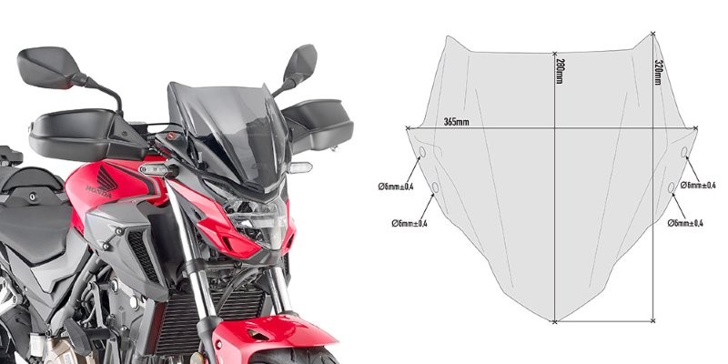 Givi windscherm 1176ABL voor HONDA CB500F vanaf 2019 t/m 2022