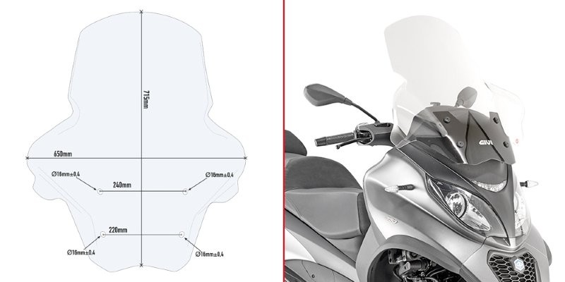 Givi windscherm D5613ST voor PIAGGIO 350/500 MP3