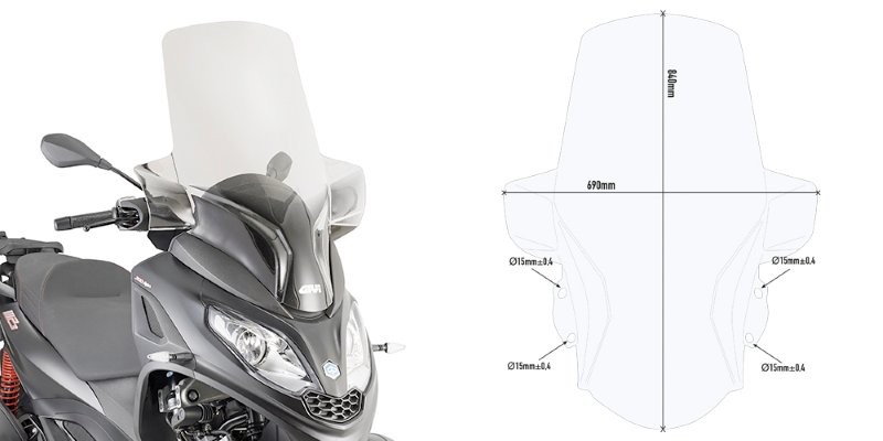 Givi windscherm D5614ST voor Piaggio MP3 300 HPE