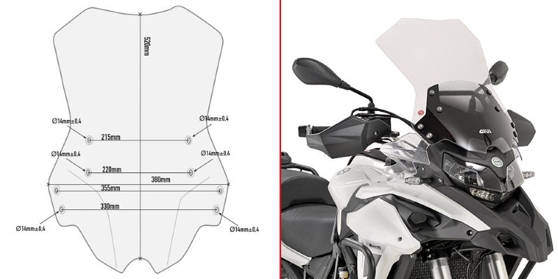 Givi windscherm D8703ST voor BENELLI TRK502 vanaf 2017 t/m 2022
