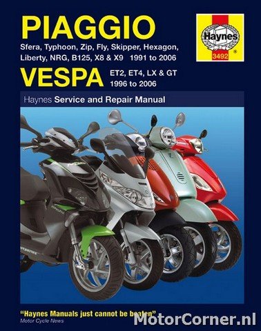 Werkplaatsboek HAYNES Piaggio / Vespa Scooter 1991 / 1998