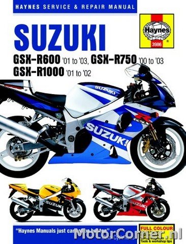 Werkplaatsboek Haynes Suzuki GSX-R600, GSX-R750 en GSX-R1000  2000 tot 2003
