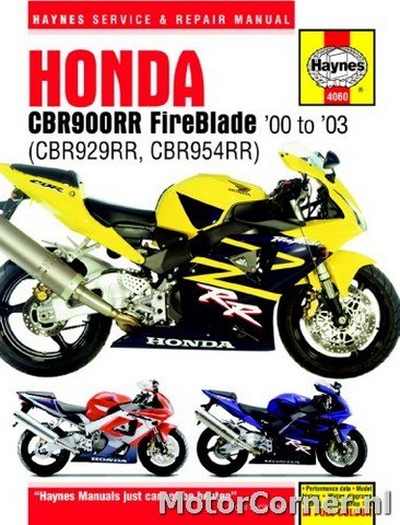 Werkplaatsboek Haynes Honda CBR900RR Fireblade 2000 tot 2003