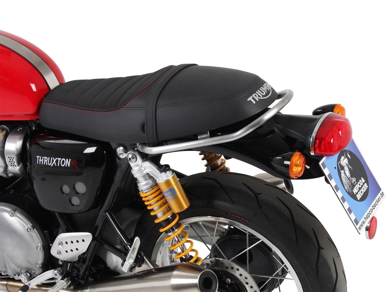 Hepco&Becker Duopassagier handgreep chroom voor Triumph Thruxton/R1200 vanaf 2016