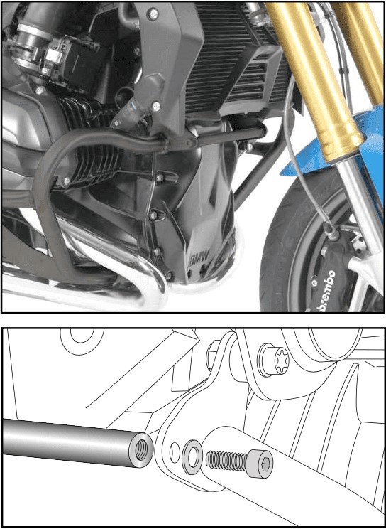 Hepco&Becker Valbeugel verbindingsbeugel antraciet BMW R1200GS LC vanaf 2013 tot 2018