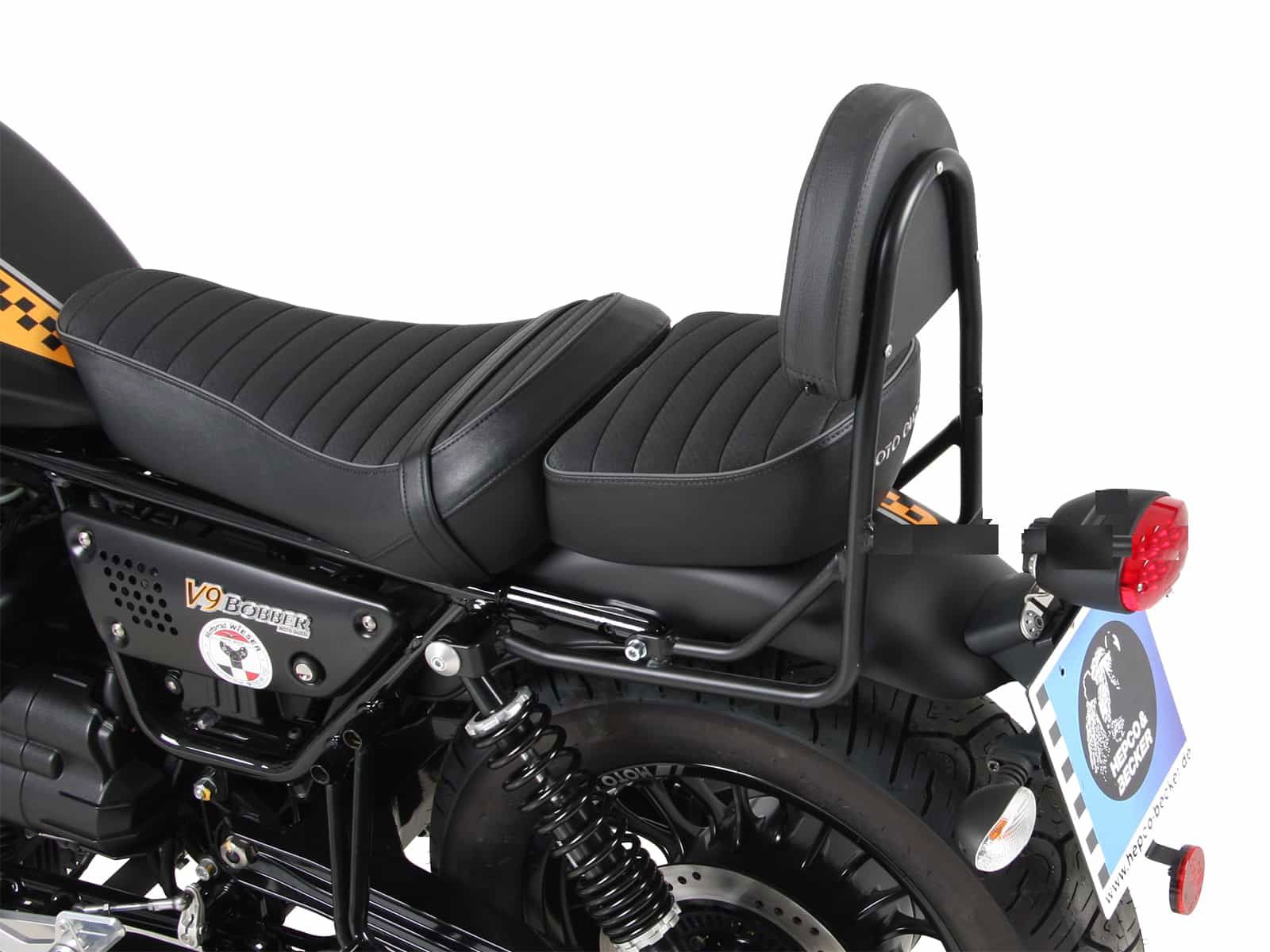 Hepco&Becker Sissybar zonder rekje zwart voor Moto Guzzi V9 Bobber met lang zadel / Special edition vanaf 2021