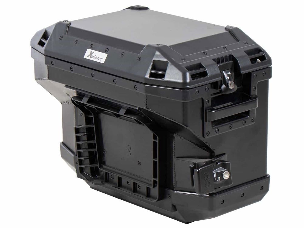 Hepco&Becker Xplorer zijkoffer rechts in de kleur zwart 37 liter cutout uitvoering