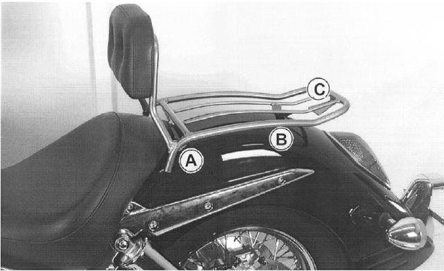 Hepco&Becker Solorack met rugsteun chroom voor Honda VTX1300S vanaf 2003