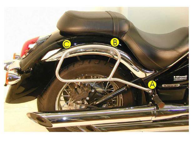 Hepco&Becker Tassendragers standaard chroom voor Kawasaki VN900 CLASSIC/ CUSTOM vanaf 2006