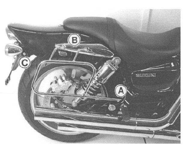 Hepco&Becker Tassendragers standaard chroom voor Suzuki M1600 Intruder/ VZ1600 vanaf 2004