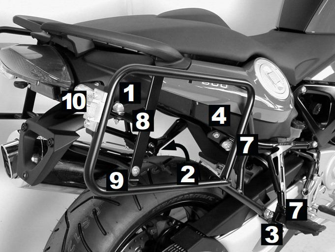 Hepco & Becker Topdrager zwart voor BMW K1200R vanaf 2005 / K1200R Sport vanaf 2007 / K1300R vanaf 2009