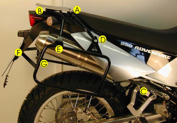 Hepco & Becker Topdrager zwart voor Ducati 620DS vanaf 2003/ 1000DS vanaf 2003 tot 2006/ 1100DS vanaf 2007