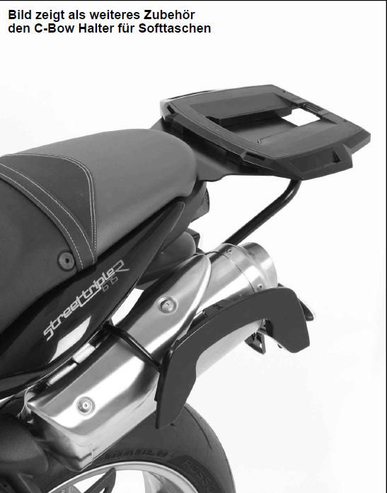 Hepco&Becker Topdrager Alurack zwart voor Triumph STREET TRIPLE 675/ R vanaf 2007 tot 2012