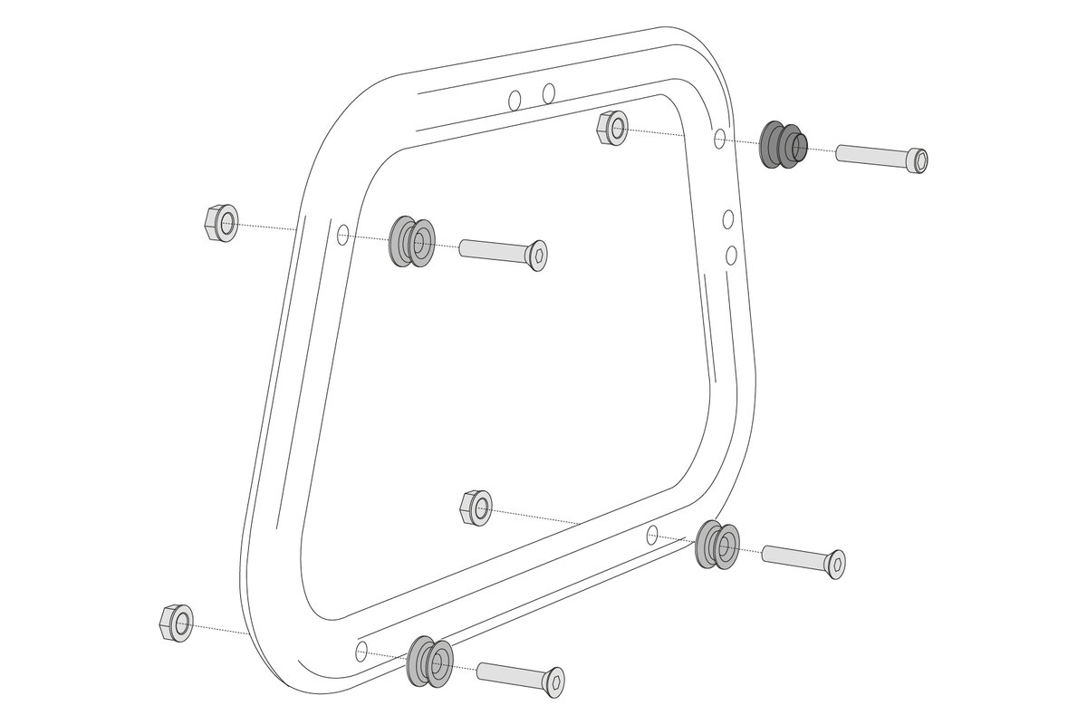 SW-Motech Adapter Kit Voor Montage AERO ABS Zijkoffers Op SW-Motech EVO Zijkofferdrager