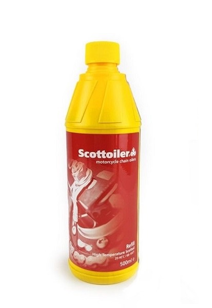 Scottoiler Navul-flacon rood 1/2 liter kettingolie voor zomers gebruik