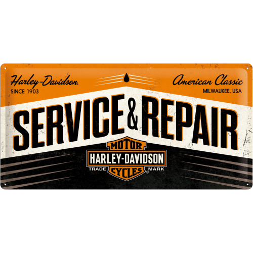 Metalen Motorbord Harley Davidson Service & Repair 25x50cm